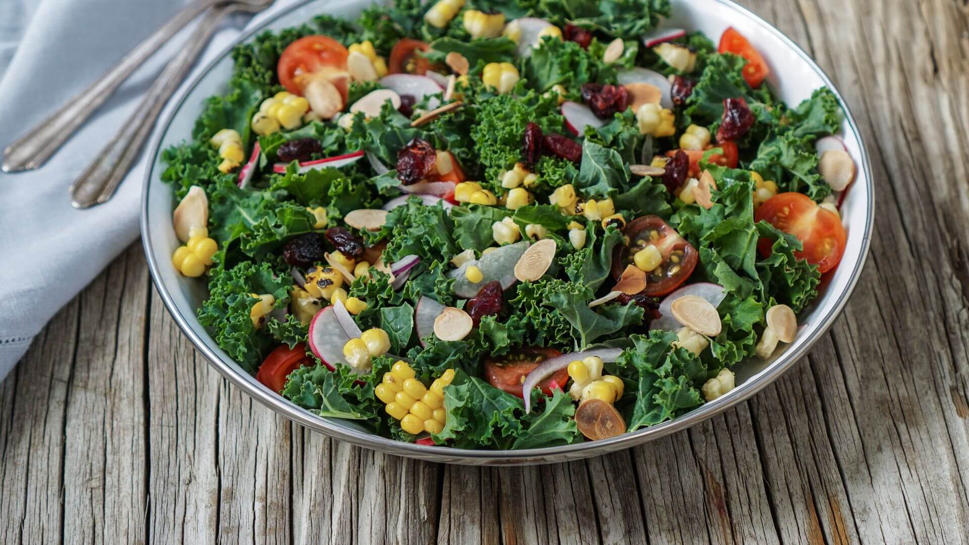 A bowl of kale salad