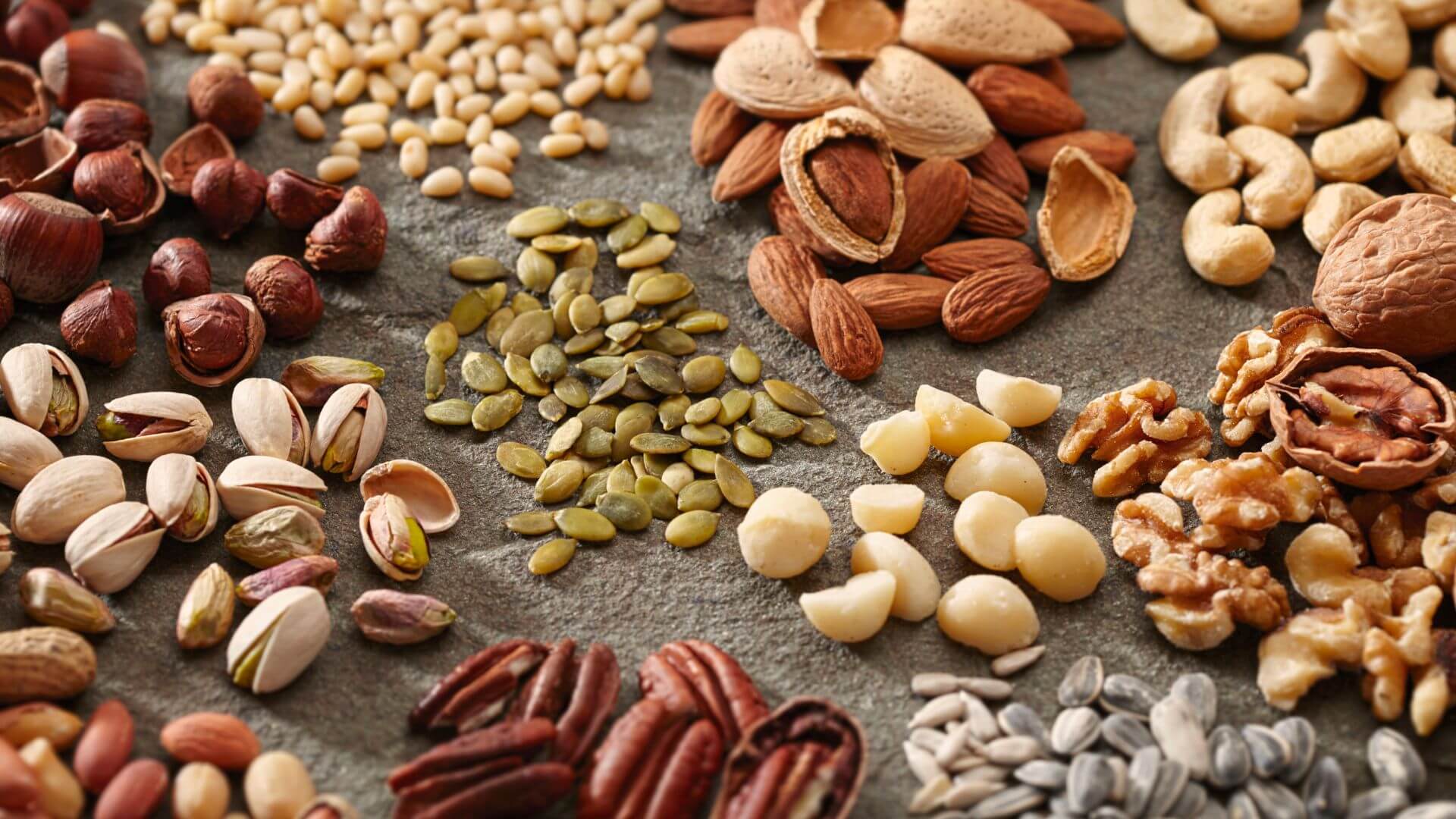 image of different nuts and seeds to get protein